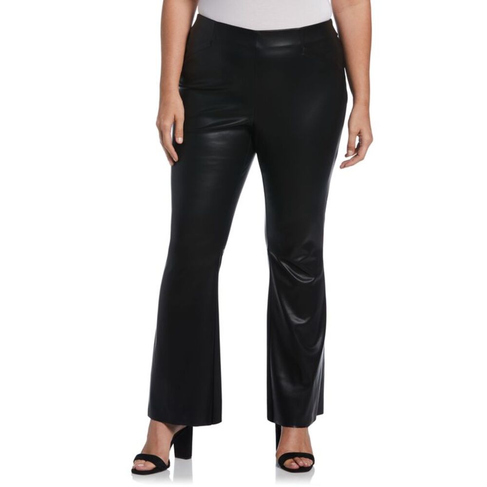 Ella Rafaella Plus Size Faux Leather High Waist Boot Cut Pants
